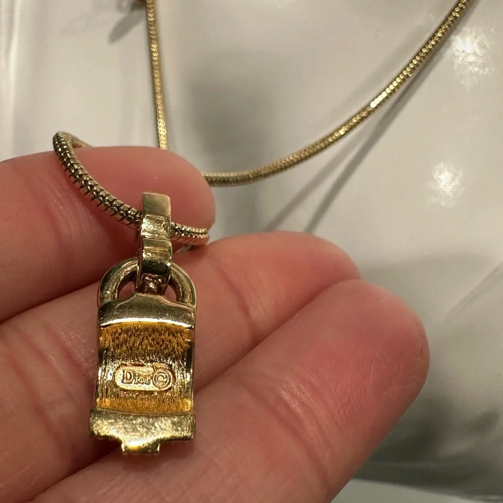 CHRISTIAN DIOR Vintage Crystal Gold plated necklace - Picture 9 of 10